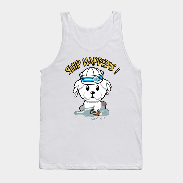 Ship Happens funny pun - furry dog Tank Top by Pet Station